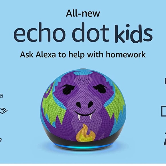 Echo Dot (5th Gen 2022 release) for kids w/ parental controls Dragon & Stand